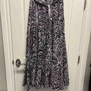 Women's Printed Maxi Skirt in Black, White & Purple